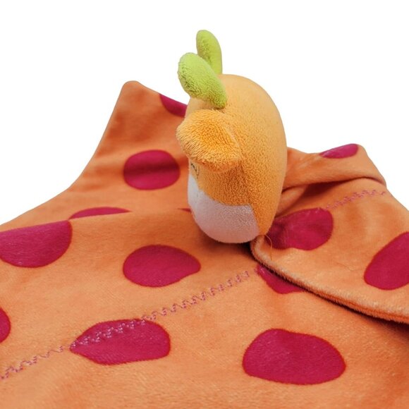 Carter's Giraffe Lovey Plush Orange 12" Square Pink Dots Sleeping Smiling 2010 - Picture 3 of 8